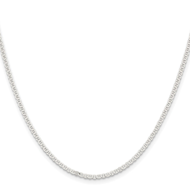 925 White Gold 2.25 mm Anchor Chain Necklace
