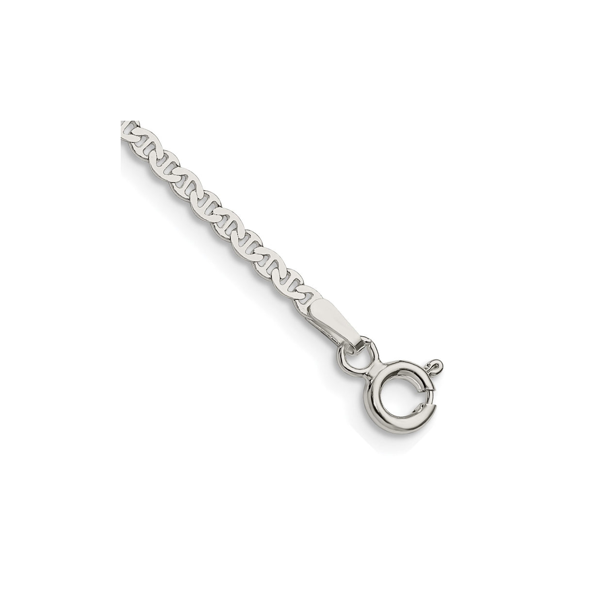 925 White Gold 2.25 mm Anchor Chain Anklet shown for scale