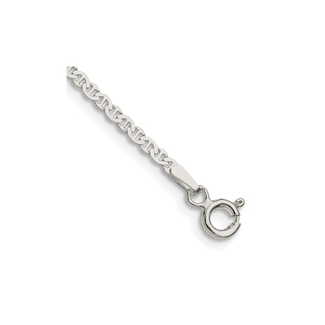 925 White Gold 2.25 mm Anchor Chain Bracelet shown for scale