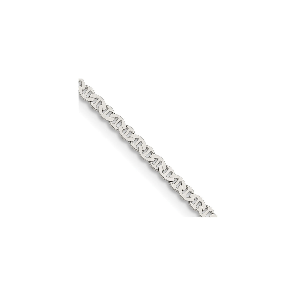 925 White Gold 2.25 mm Anchor Chain Necklace detail view