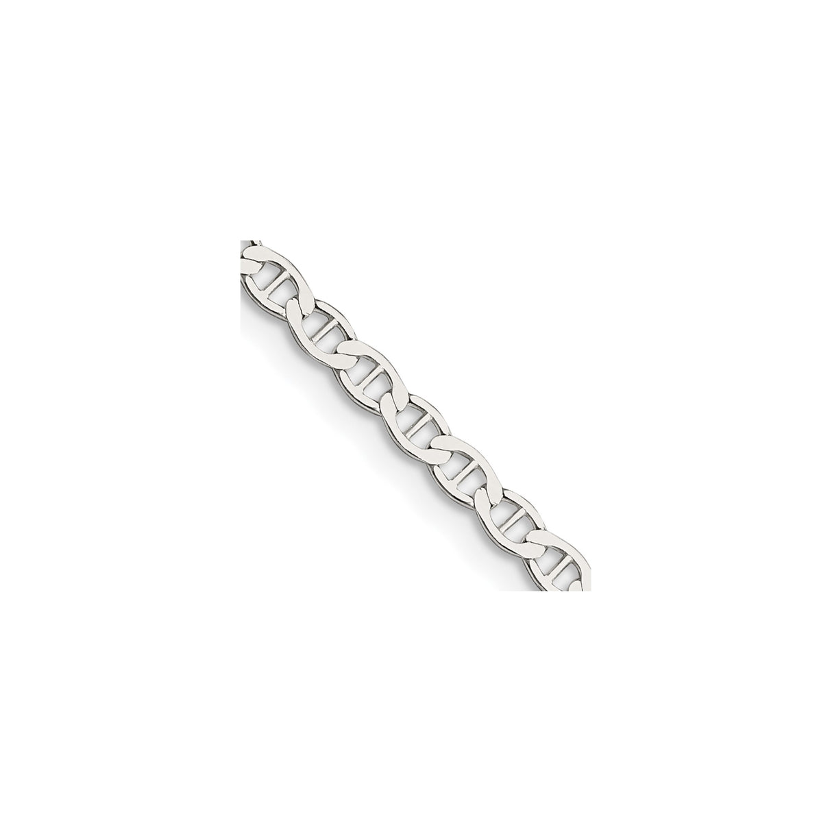 925 White Gold 3.1 mm Polished Chain Necklace detail view