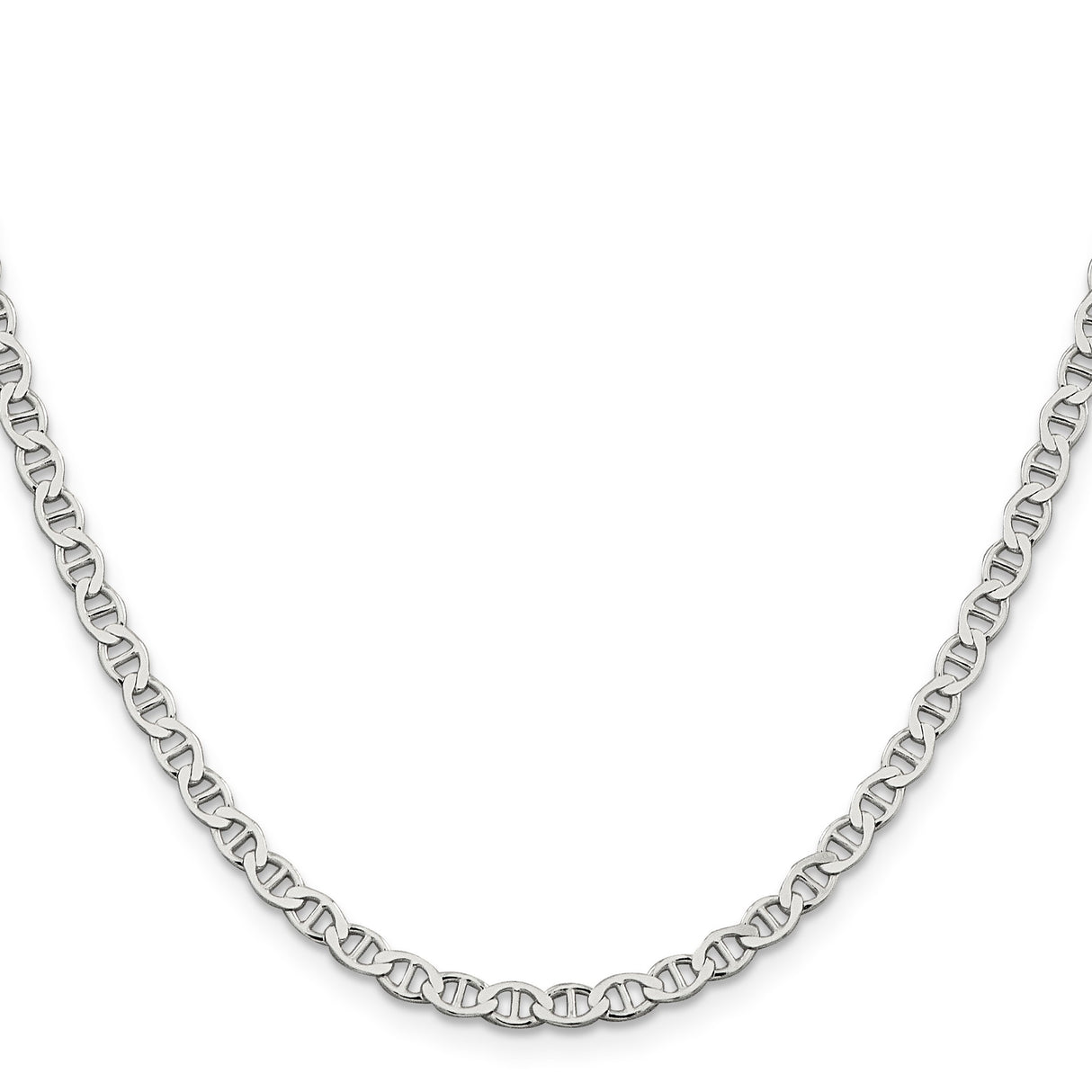 925 White Gold 4 mm Polished Chain Necklace