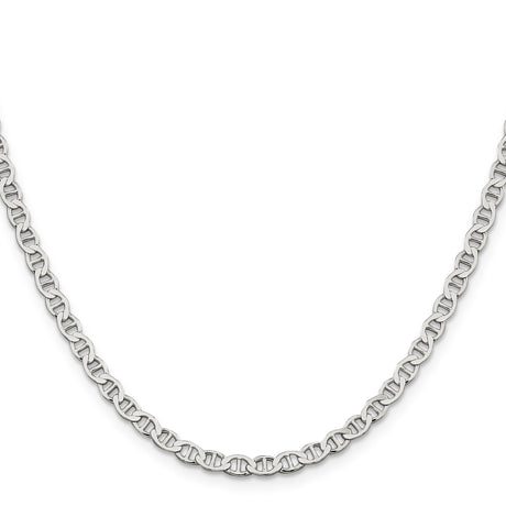 925 White Gold 4 mm Polished Chain Necklace