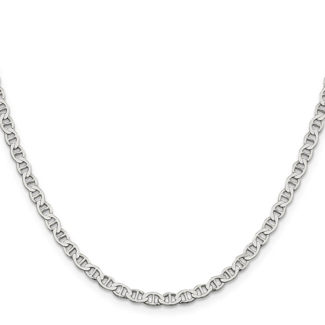 925 White Gold 4 mm Polished Chain Necklace