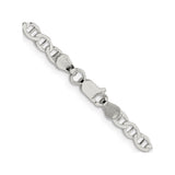 925 White Gold 4 mm Polished Chain Necklace alternate angle