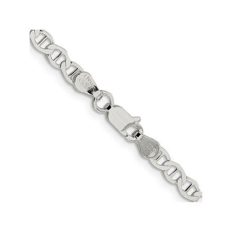 925 White Gold 4 mm Polished Chain Necklace alternate angle