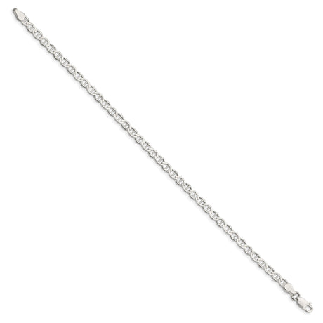 925 White Gold 4 mm Polished Chain Anklet