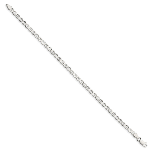 925 White Gold 4 mm Polished Chain Bracelet