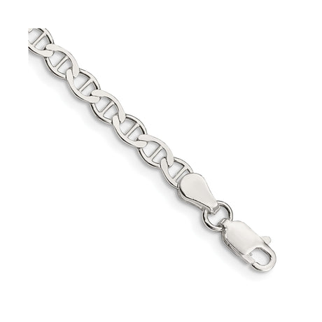 925 White Gold 4 mm Polished Chain Bracelet shown for scale