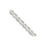 925 White Gold 4 mm Polished Chain Necklace detail view