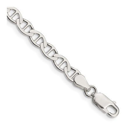 925 White Gold 4.75 mm Polished Chain Bracelet shown for scale