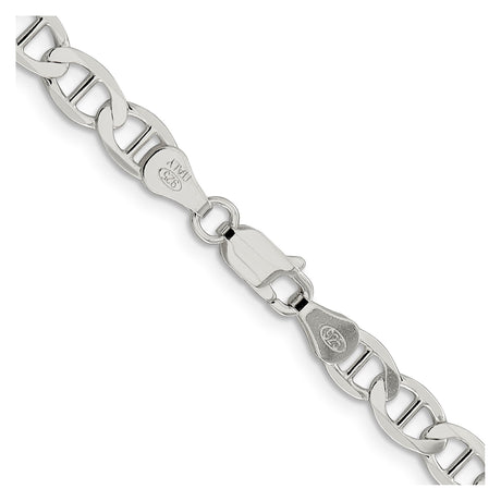925 White Gold 5.7 mm Polished Chain Necklace alternate angle