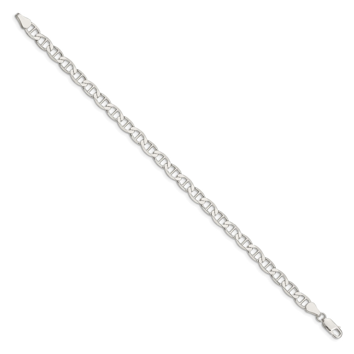 925 White Gold 5.7 mm Polished Chain Bracelet