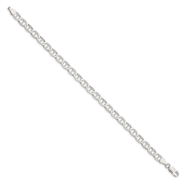 925 White Gold 5.7 mm Polished Chain Bracelet