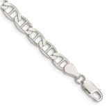 925 White Gold 5.7 mm Polished Chain Bracelet shown for scale