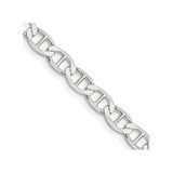 925 White Gold 5.7 mm Polished Chain Necklace detail view