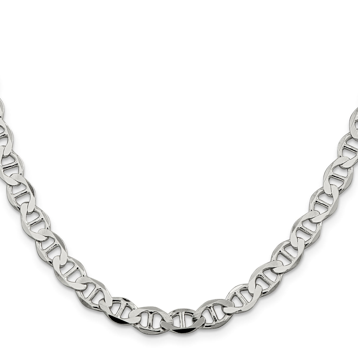 925 White Gold 7.1 mm Polished Chain Necklace