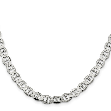 925 White Gold 7.1 mm Polished Chain Necklace