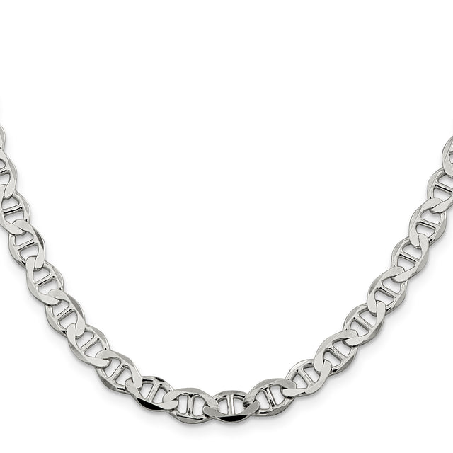925 White Gold 7.1 mm Polished Chain Necklace
