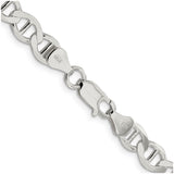 925 White Gold 7.1 mm Polished Chain Necklace alternate angle
