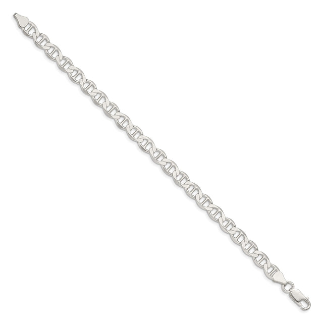 925 White Gold 7.1 mm Polished Chain Bracelet