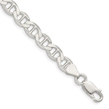 925 White Gold 7.1 mm Polished Chain Anklet shown for scale