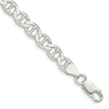 925 White Gold 7.1 mm Polished Chain Bracelet shown for scale