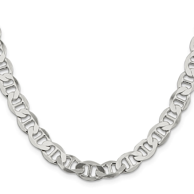 925 White Gold 8.9 mm Polished Chain Necklace