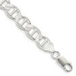 925 White Gold 8.9 mm Polished Chain Bracelet shown for scale