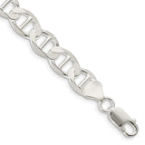 925 White Gold 8.9 mm Polished Chain Bracelet shown for scale