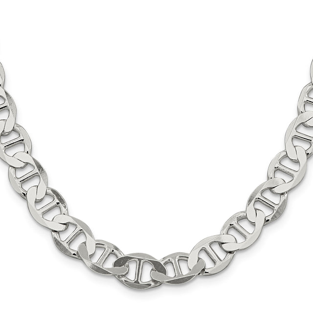 925 White Gold 9.95 mm Polished Chain Necklace