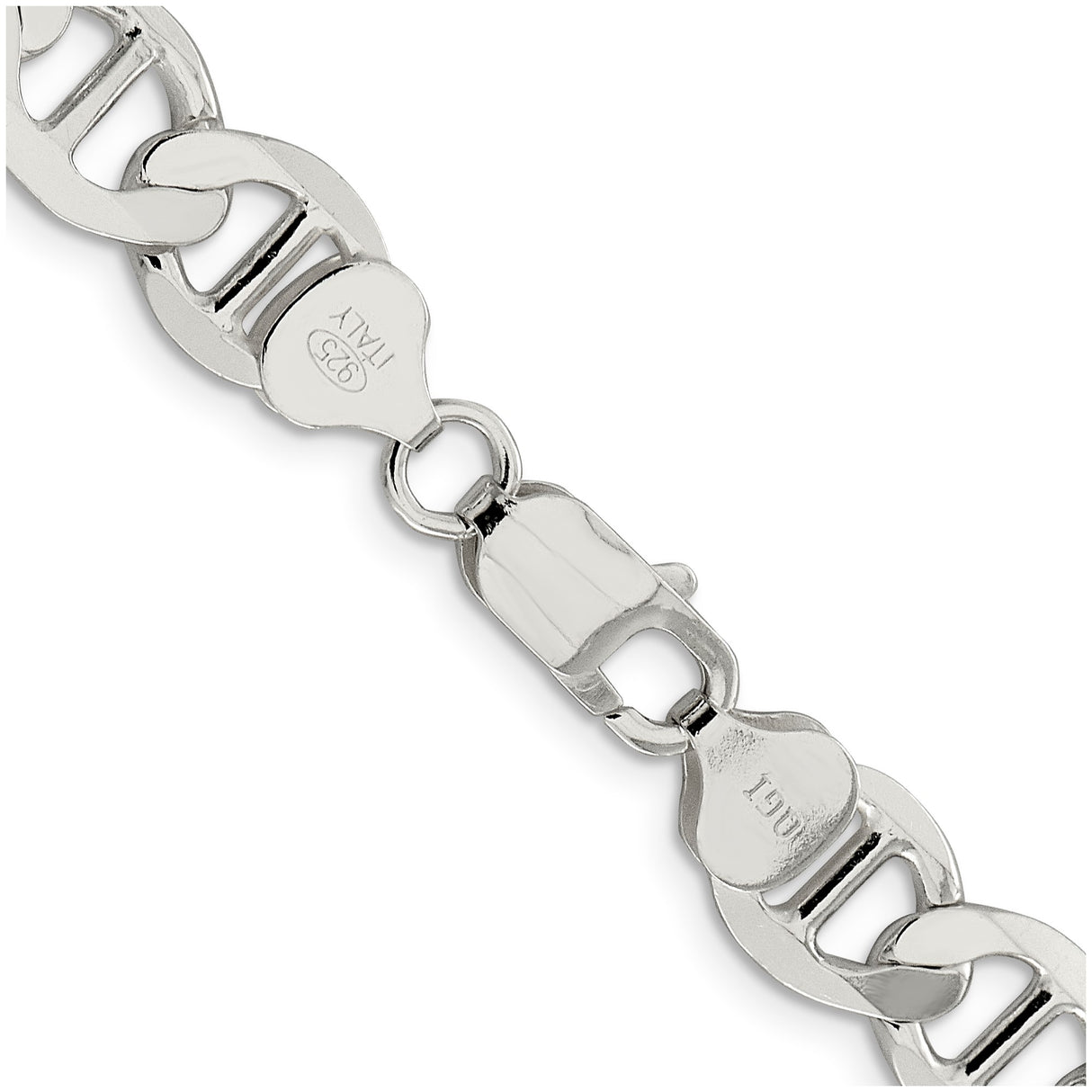 925 White Gold 9.95 mm Polished Chain Necklace alternate angle