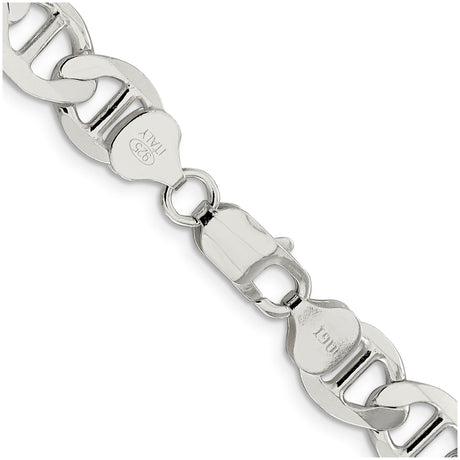 925 White Gold 9.95 mm Polished Chain Necklace alternate angle