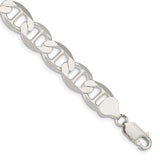 925 White Gold 9.95 mm Polished Chain Bracelet shown for scale