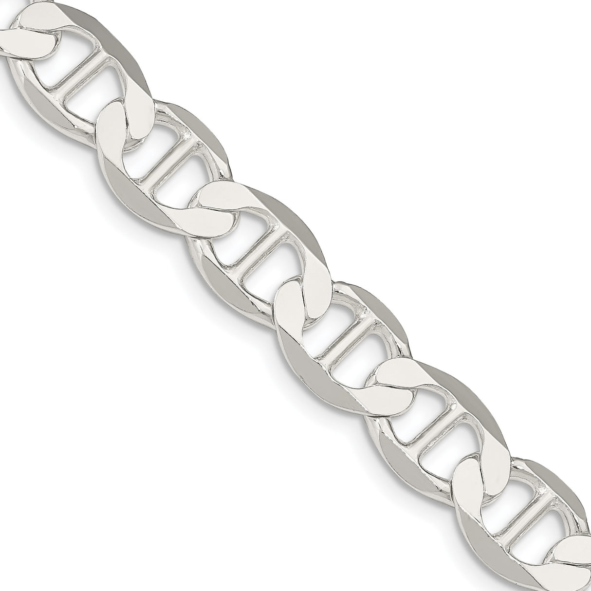 925 White Gold 9.95 mm Polished Chain Necklace detail view