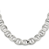 925 White Gold 12.3 mm Polished Chain Necklace