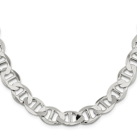 925 White Gold 12.3 mm Polished Chain Necklace