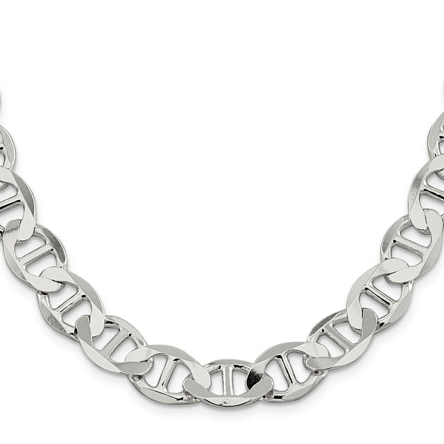 925 White Gold 12.3 mm Polished Chain Necklace