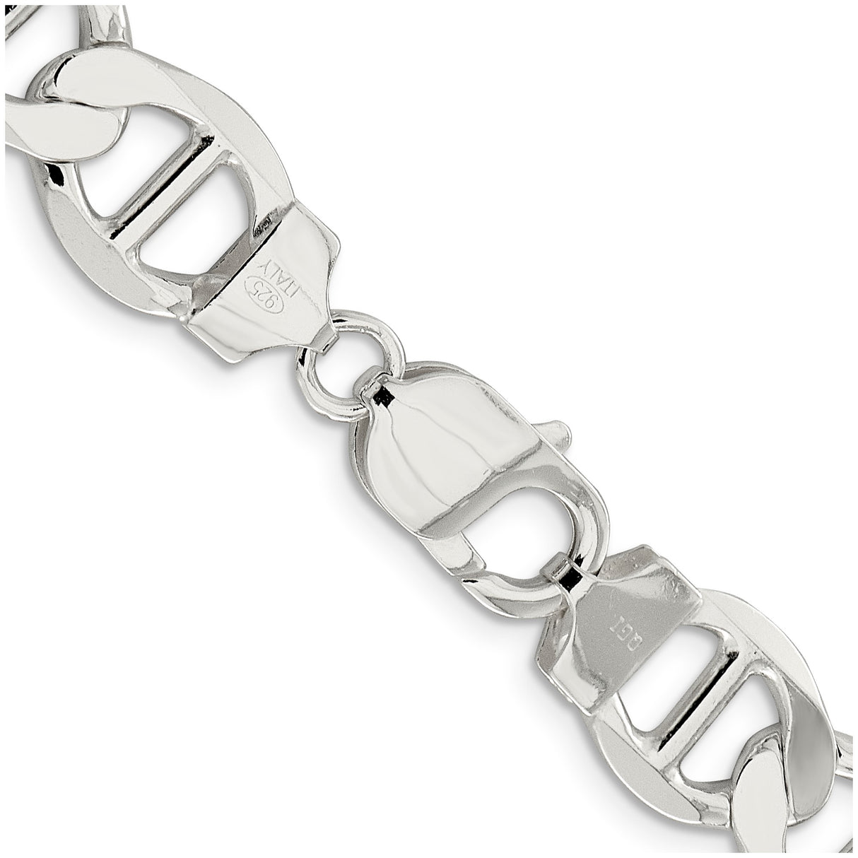 925 White Gold 12.3 mm Polished Chain Necklace alternate angle