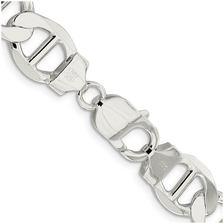 925 White Gold 12.3 mm Polished Chain Necklace alternate angle
