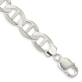 925 White Gold 12.3 mm Polished Chain Bracelet shown for scale