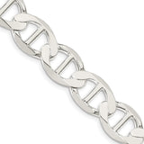 925 White Gold 12.3 mm Polished Chain Necklace detail view