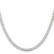 925 White Gold 4.5 mm Curb Chain Necklace, Polished