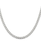 925 White Gold 4.5 mm Curb Chain Necklace, Polished