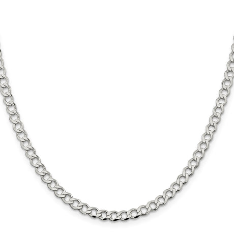 925 White Gold 4.5 mm Curb Chain Necklace, Polished