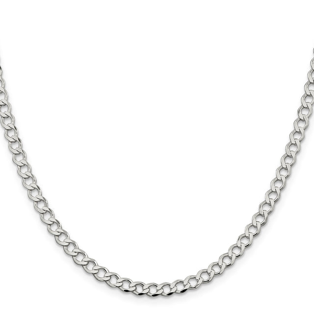 925 White Gold 4.5 mm Curb Chain Necklace, Polished