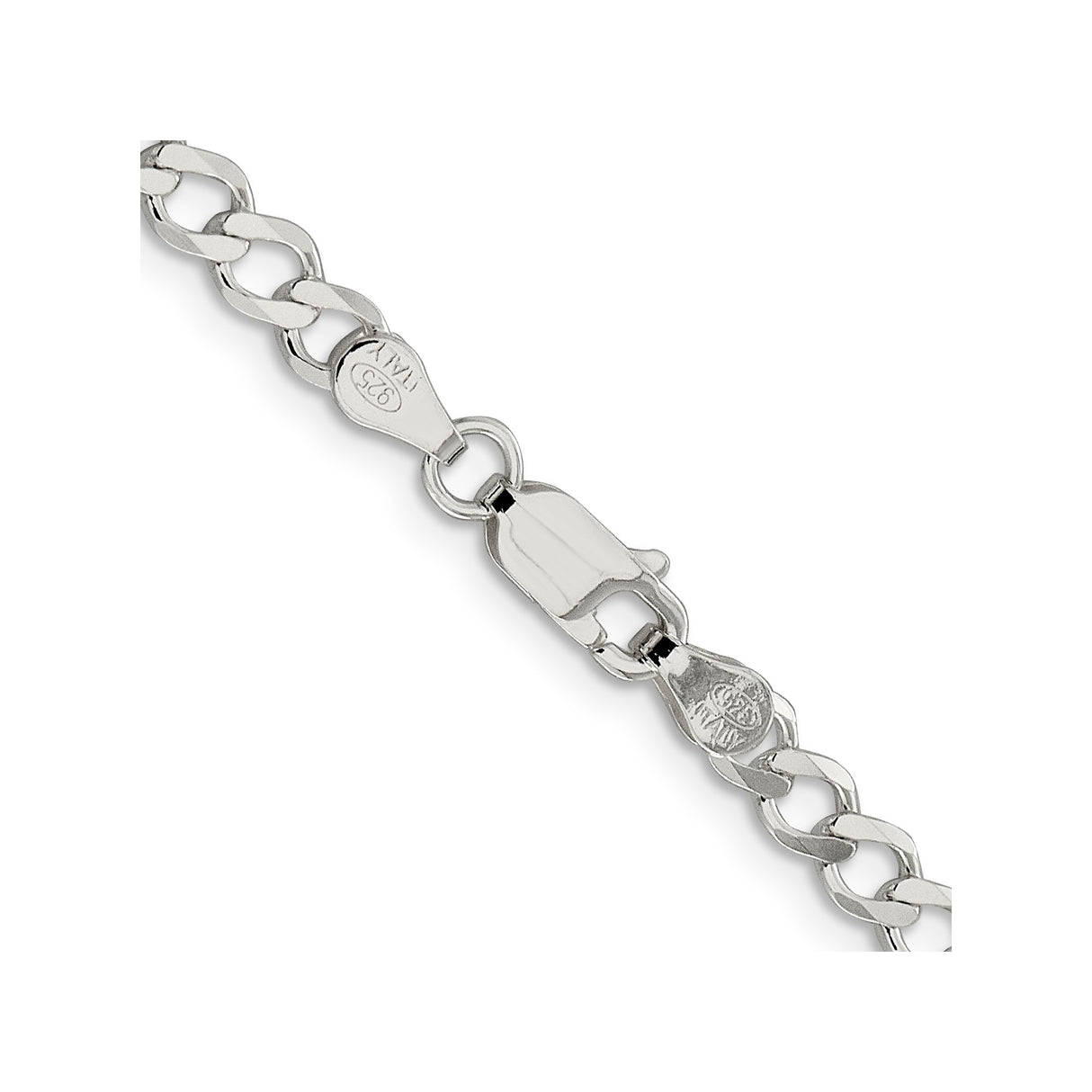 925 White Gold 4.5 mm Curb Chain Necklace, Polished alternate angle