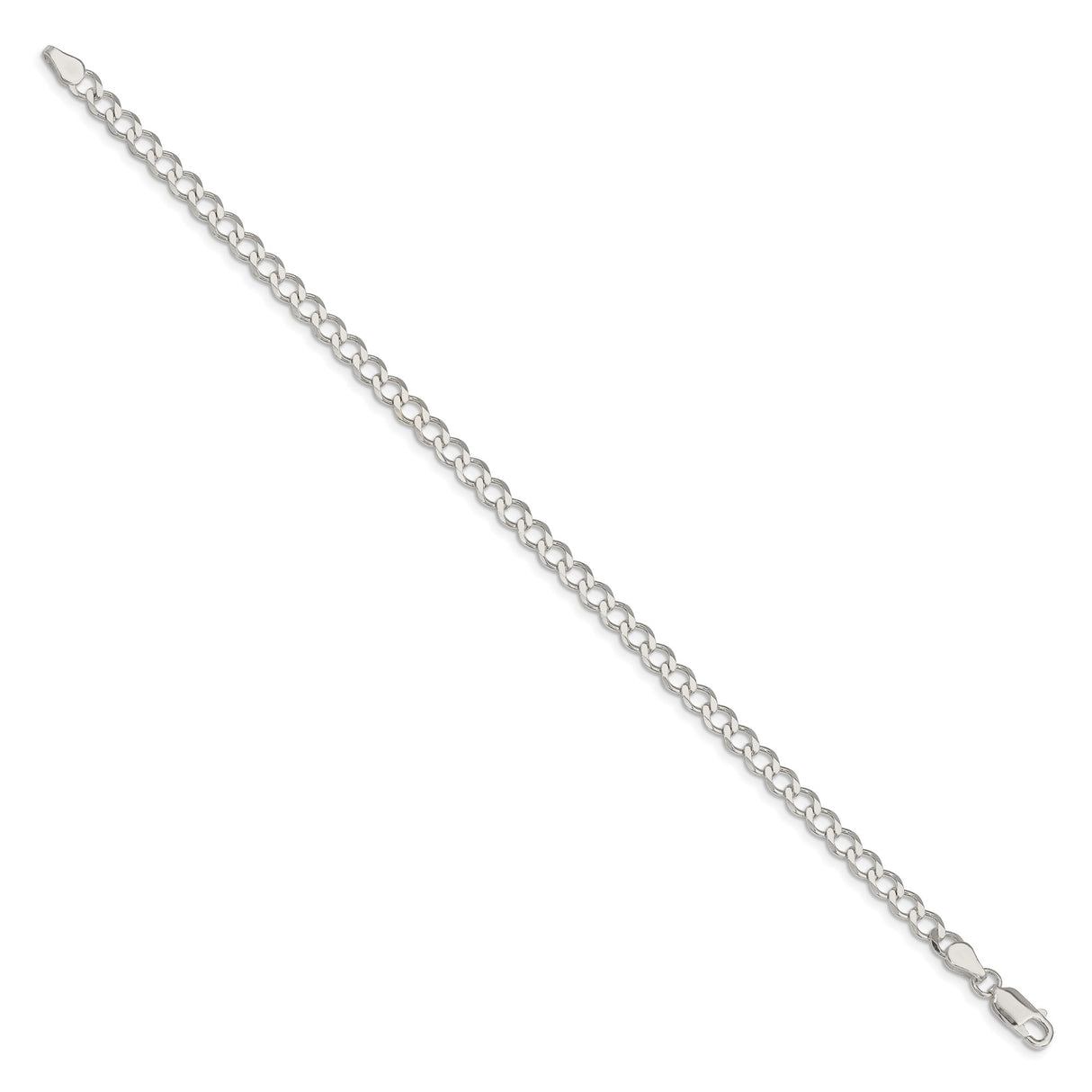 925 White Gold 4.5 mm Curb Chain Bracelet, Polished