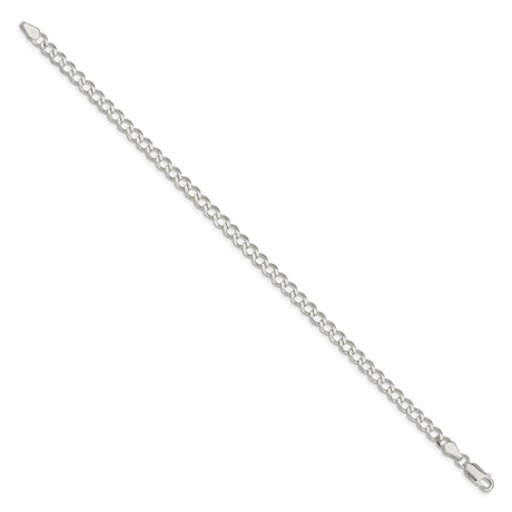 925 White Gold 4.5 mm Curb Chain Bracelet, Polished
