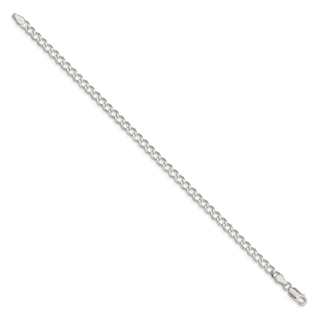 925 White Gold 4.5 mm Curb Chain Bracelet, Polished